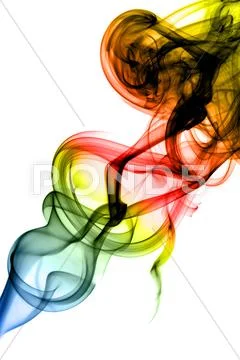 Colored abstract smoke swirls on white Stock Illustration