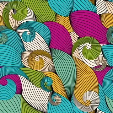 Colored Abstract Wave Seamless Pattern Background. Illustration Illustrazione stock