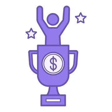 Colored Achieve Icon. Vector Illustration. Man With Raised Hands And Prize .. Stock Illustration