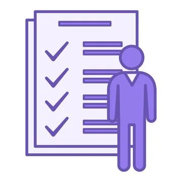 Colored Activity Icon. Vector Icon of Person and Sheets with Work Done Item.. Stock Illustration
