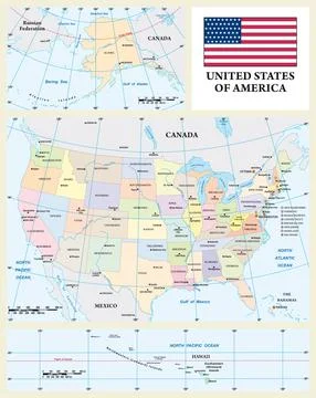 Colored administrative vector map of the USA with states and capital cities Stock-Illustration