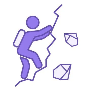 Colored Adventure Icon. Vector Icon. A man with a backpack climbs a mountai.. Stock Illustration