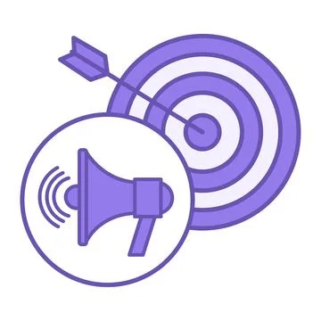 Colored Advertisement Icon. Vector Illustration. Megaphone and Target with .. Stock Illustration