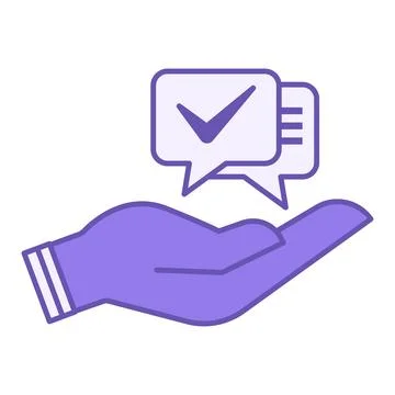Colored Advice Icon. Vector Illustration. Speech Bubbles and Human Hand. Re.. Stock Illustration
