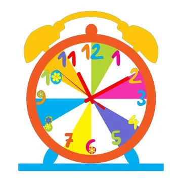 Colored alarm clock isolated on white background Stock Illustration