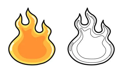 Colored and outline flame character versions Stock Illustration