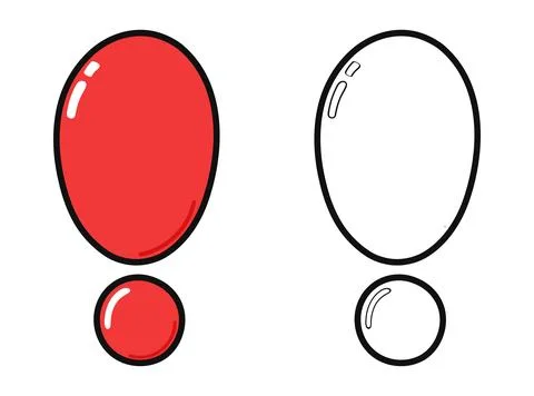 Colored and outline red exclamation mark character versions イラスト素材