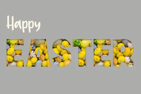 Colored and shiny eggs for Easter Day top view Stock Photos