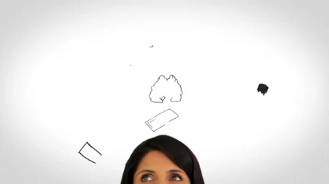 Colored animation of having idea and developing plan and woman watching Stock Footage 31531678