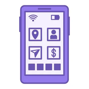 Colored App Icon. Vector Illustration. Geolocation, User, Dollar Sign, Wi-F.. Stock Illustration