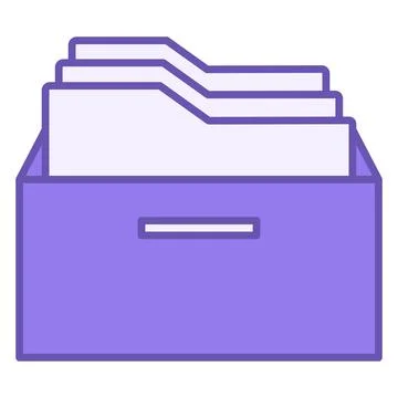 Colored Archive Icon. Vector Icon. Folders in Drawer. Document Storage. Off.. 库存插图