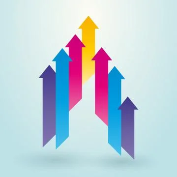 Colored arrow pointing upwards Stock Illustration