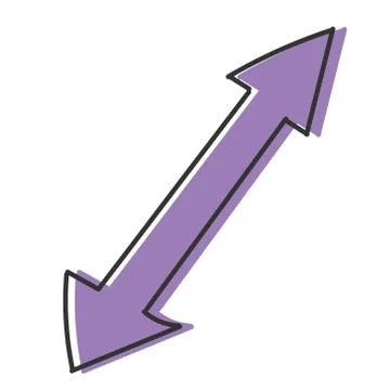 Colored arrow with two directions with shading in the style of Doodle. Vector Stock Illustration