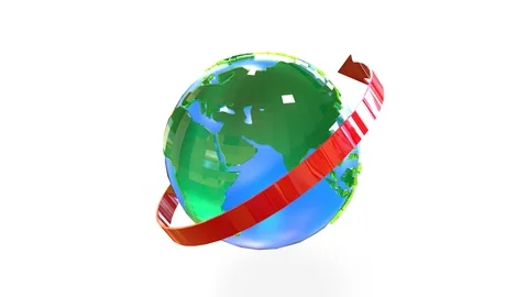 Colored arrows around the globe, Stock Footage 91107295