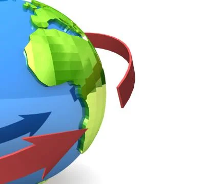 Colored arrows around the globe Stock Illustration