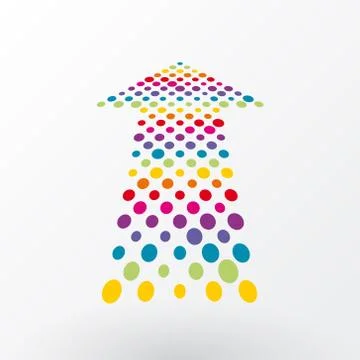 Colored arrows composition of dots in perspective Stock-Illustration