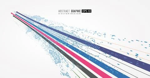 Colored arrows drive the movement of a world map composed of particles, sym.. Stock Illustration