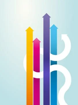 Colored arrows laced with white squiggly arrow Stock Illustration