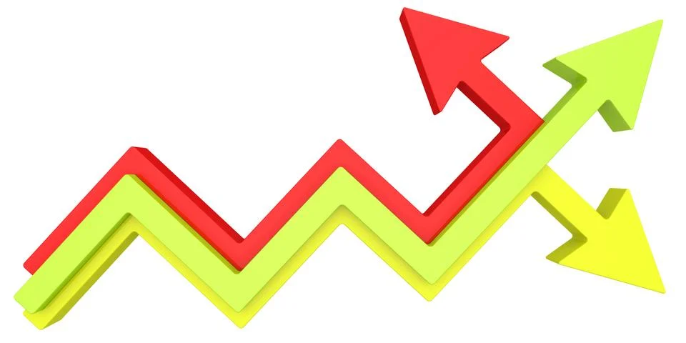 Colored arrows moving in different directions Illustrazione stock
