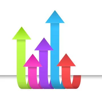 Colored arrows on the white paper abstract. Stock Illustration