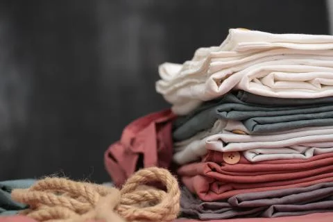 Colored articles made of linen Stock Photos