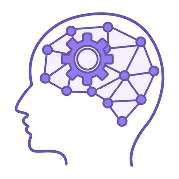 Colored Artificial Intelligence Icon. Vector Illustration of Human Head, Ar.. Stock Illustration