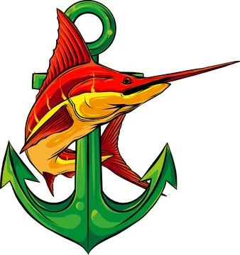 Colored atlantic swordfish marlin vector illustration design 스톡 일러스트
