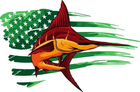 Colored atlantic swordfish marlin vector illustration design 스톡 일러스트
