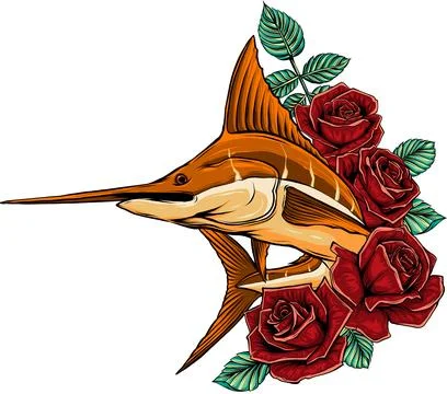 Colored atlantic swordfish marlin vector illustration design 스톡 일러스트