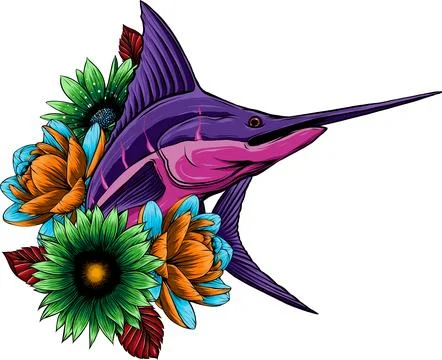 Colored atlantic swordfish marlin vector illustration design 스톡 일러스트