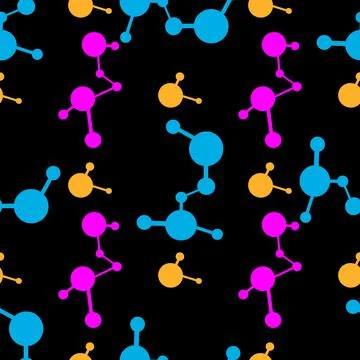 Colored Atomic structure molecular model seamless pattern Stock Illustration