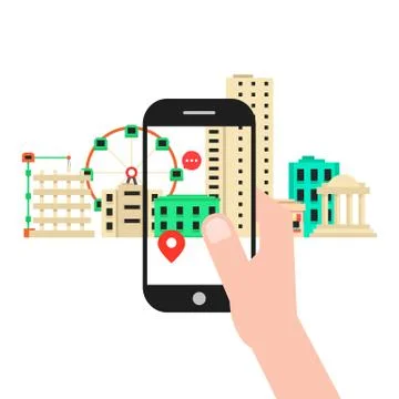 Colored augmented reality with cityscape Stock Illustration