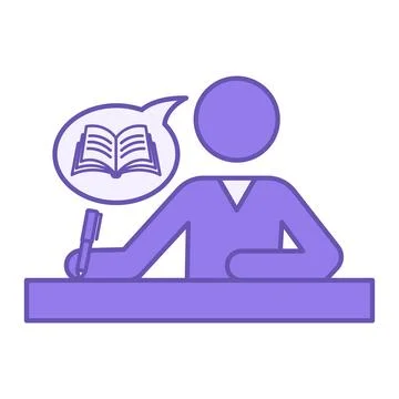 Colored Author Icon. Vector Icon. Writer Writing a Book, Content Creation. .. Stock-Illustration