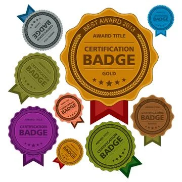 Colored awards badges Stock Illustration