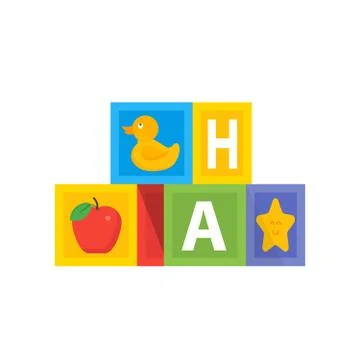 Colored baby cube wit abc alphabet. Kids toys vector illustration Illustrazione stock