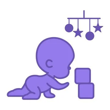 Colored Baby Icon. Vector Illustration. Young Child Playing with Toys. Fami.. Stock Illustration