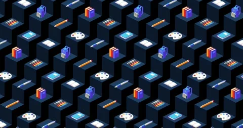 Colored back to school motion graphic loop of education icons Stock Footage 336844861
