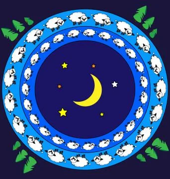 Colored background abstract image of night and lambs Illustrazione stock