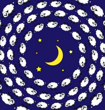 Colored background abstract image of night and sleeping lambs Illustrazione stock