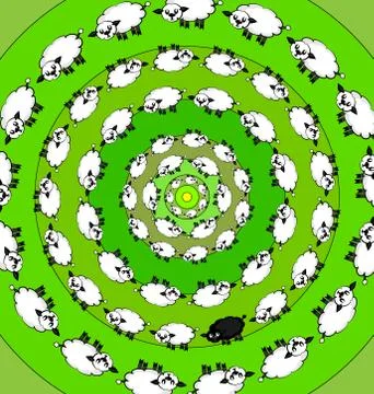 Colored background abstract image of white and black lambs Stock Illustration