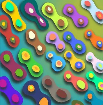 Colored background with abstract shapeless blots casting a shadow. Stock Illustration