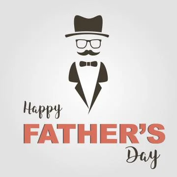 Colored background with hat, glasses, a mustache with text for father's day h Stock Illustration