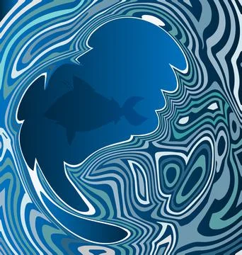 Colored background image abstract image of large fish in the water Stock Illustration