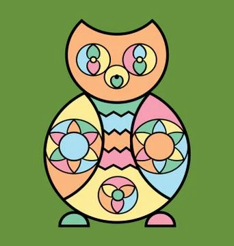 Colored background image of the abstract owl Stock Illustration