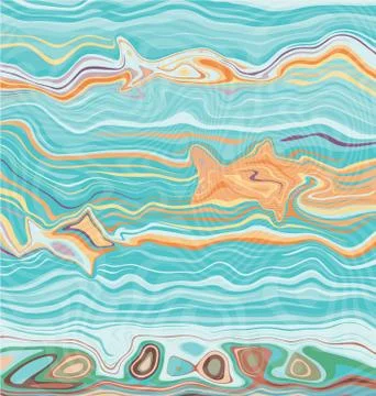 Colored background image of the abstract water and small golden fish Stock Illustration