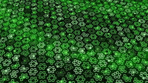 Colored background with moving pattern of circles. Animation. Cyber field with Stock Footage 158072700
