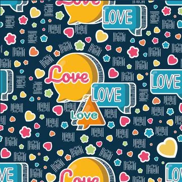 Colored background pattern with bubble chats イラスト素材
