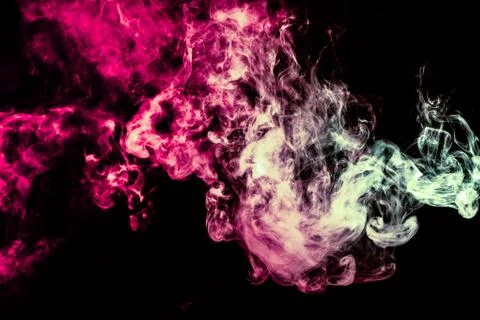Colored background with winding clouds of smoke from patterns of different fo Stock Photos