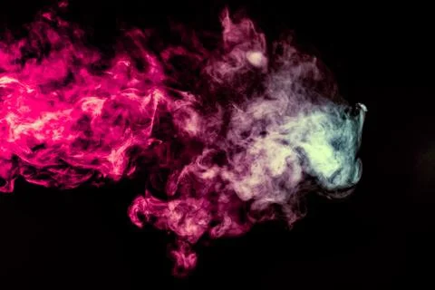 Colored background with winding clouds of smoke from patterns of different fo 스톡 사진