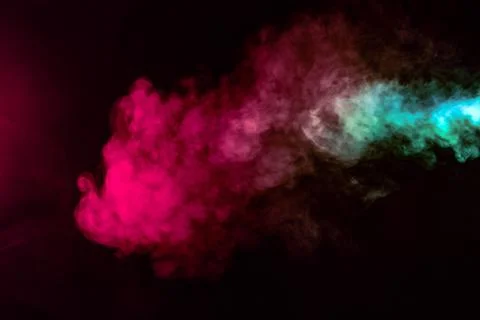 Colored background with winding clouds of smoke from patterns of different fo 스톡 사진